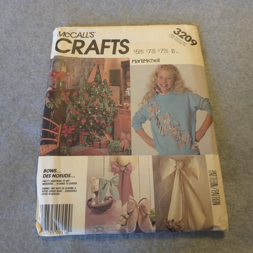 Vintage McCall's 3209 Craft Pattern Marti Michell Bows Home & Clothing UNCUT